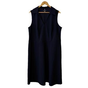 Tommy Hilfiger Navy Sheath Dress 16W Sleeveless Career Stretch Lined Classic